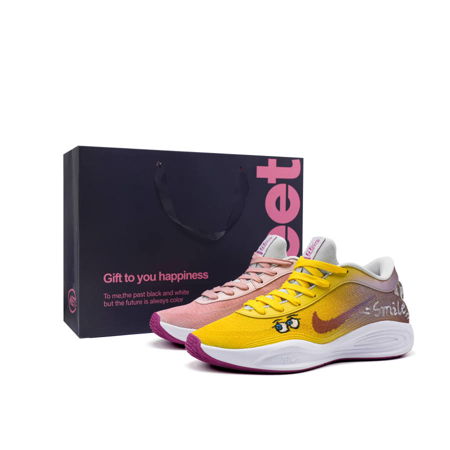 Nike Nike GT Hustle Academy Wonder World Cushioning Low top Basketball Shoes Men's Yellow Pink