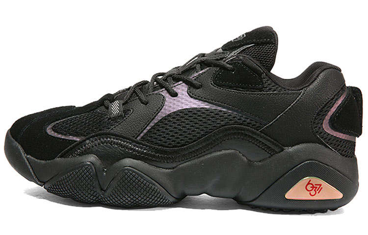 PEAK Taichi 6371 Abrasion Resistant Breathable Low top Vintage Basketball Shoes, Men's Black