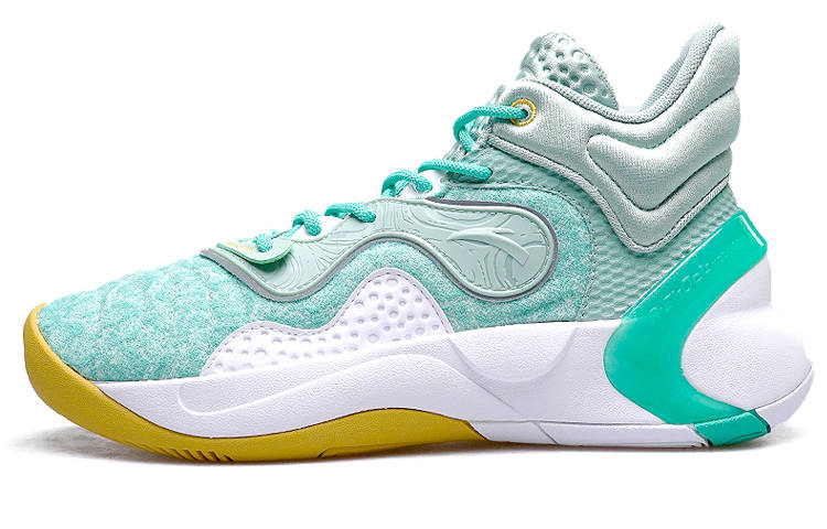 ANTA Basketball Shoes Men's Mid Top White/Straw Gray/Green