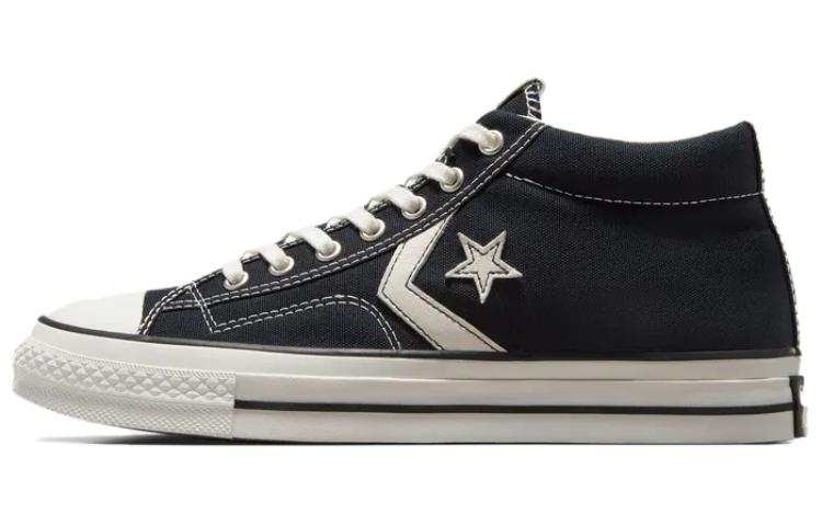 Converse Star Player 76 Abrasion Resistant Mid top Canvas Shoes Unisex Black White