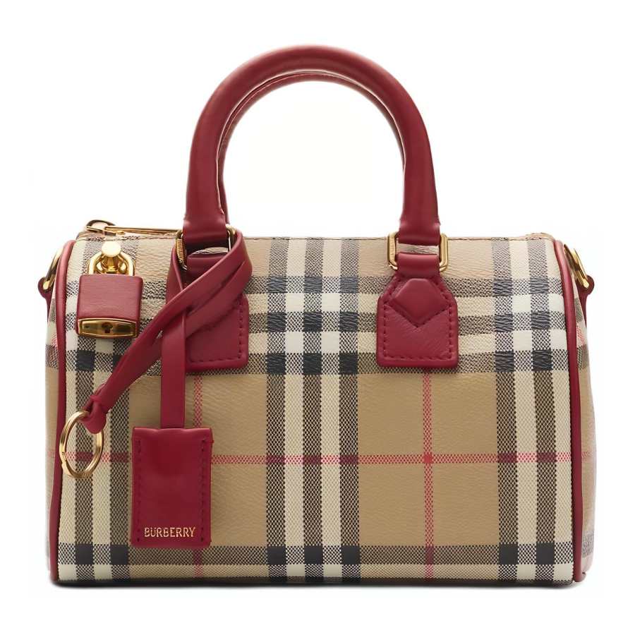 Burberry Cotton Handbag Mini Women's Archive Beige & Gemstone Red