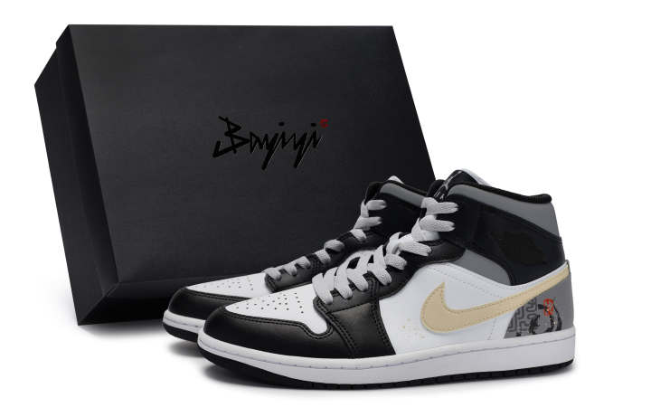 Jordan Jordan Air Jordan 1 MID 811 Manufacturing, Ink Wash Snake Shadow, Special Shoe Box Abrasion Resistant Breathable