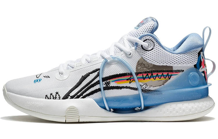 Li-Ning Li Ning Speed 8 Cushioning Slip Resistant Abrasion Resistant Low top Performance Basketball Shoes Men's White Blue