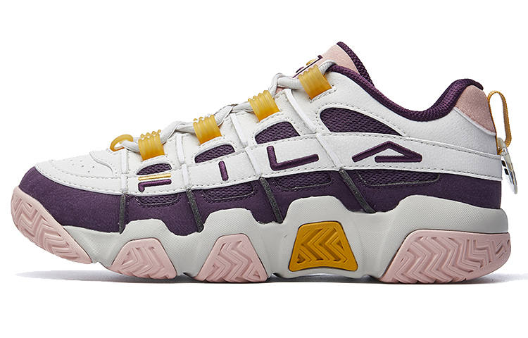 FILA Abrasion Resistant Low top Vintage Basketball Shoes Women's White Pink Purple