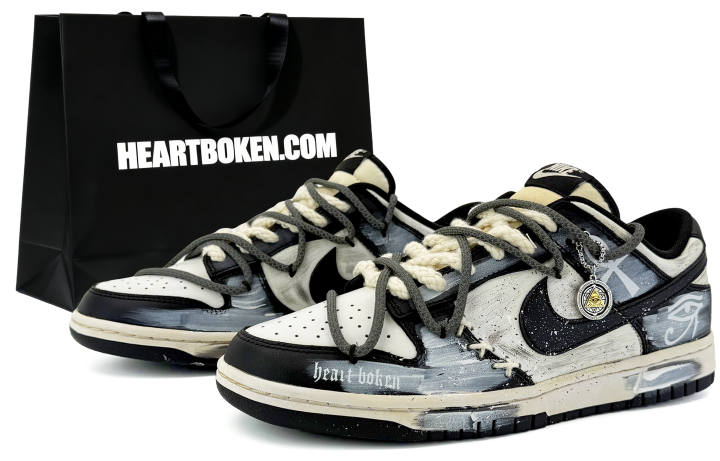Nike Nike Dunk Sui Xin, Mysterious Pharaoh, Shopping Bag Coverage Cushioning Low top Skateboard Shoes Unisex Black White