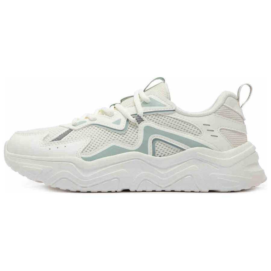 361° Cushioning Abrasion Resistant Lightweight Low top Chunky Sneakers Women's White Green