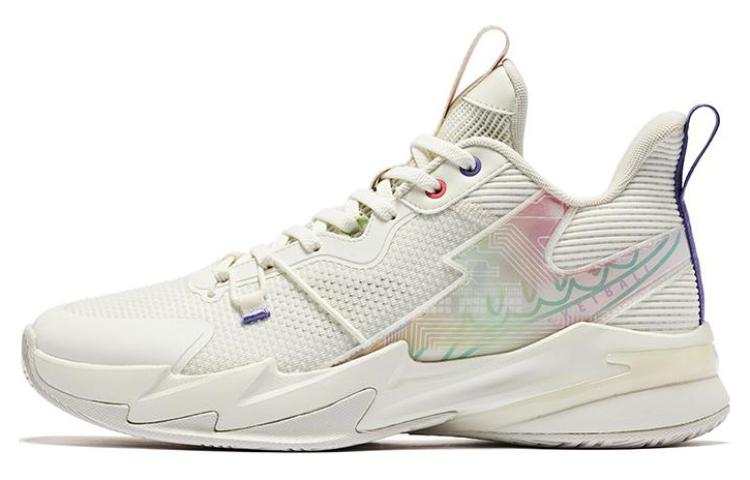 QIAODAN Broken Shadow 4.0 Basketball Shoes Men's Low Top Ivory White