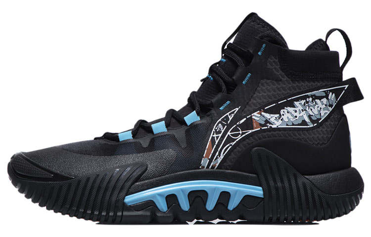 Li-Ning Li Ning Badfive 2 Abrasion Resistant Breathable High top Basketball Shoes Men's Black Blue