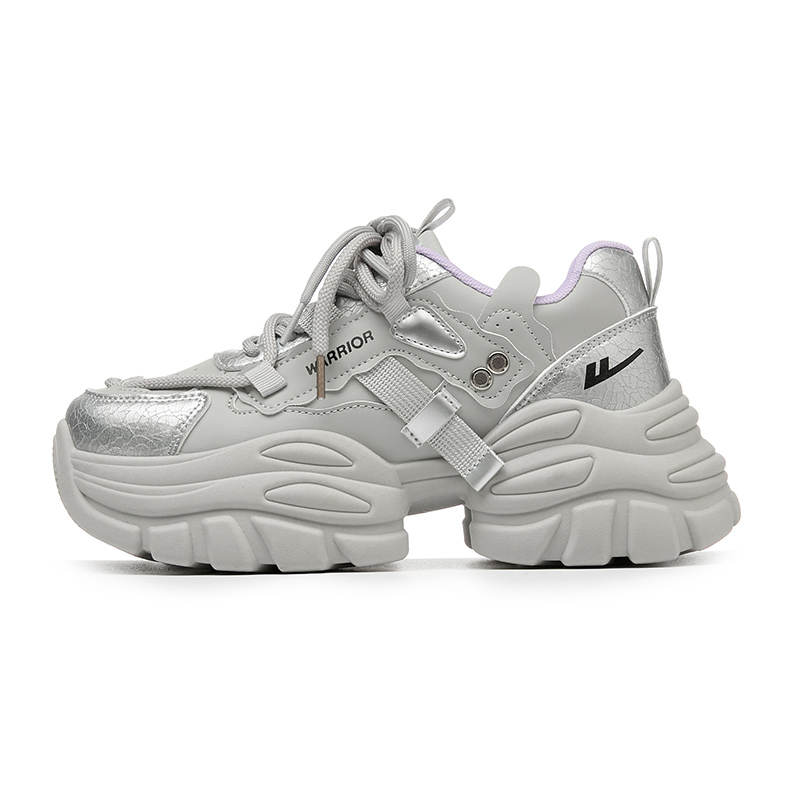 Warrior Synthetic Leather Abrasion Resistant Lightweight Height Increasing Low top Chunky Sneakers Women's