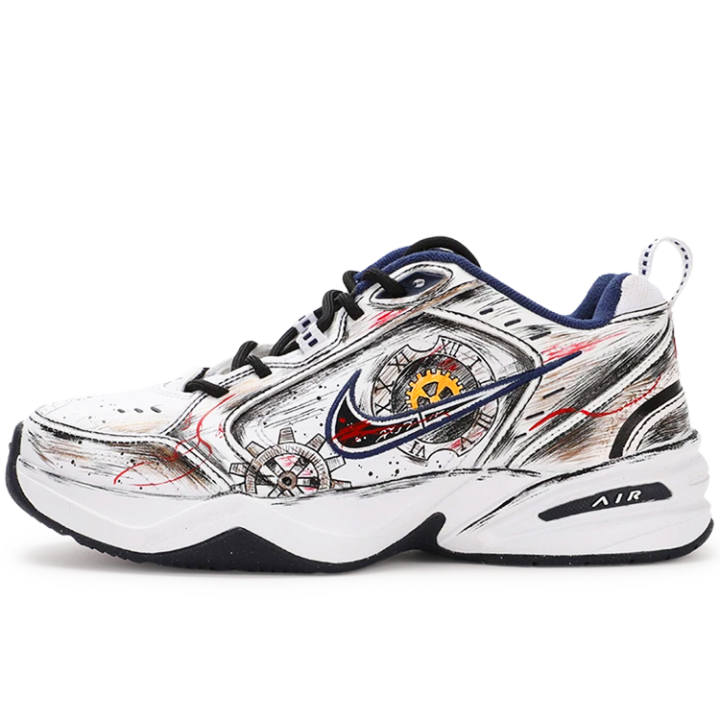 Nike Nike Air Monarch 4 Slip Resistant Abrasion Resistant Low top Chunky Sneakers Unisex Black White