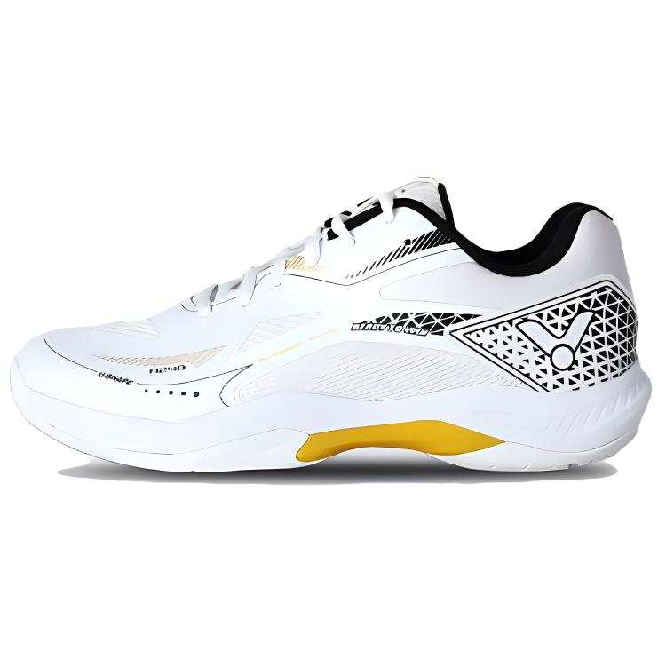 VICTOR Mesh, Synthetic Leather Slip Resistant Abrasion Resistant Low top Badminton Shoes Unisex White Gold