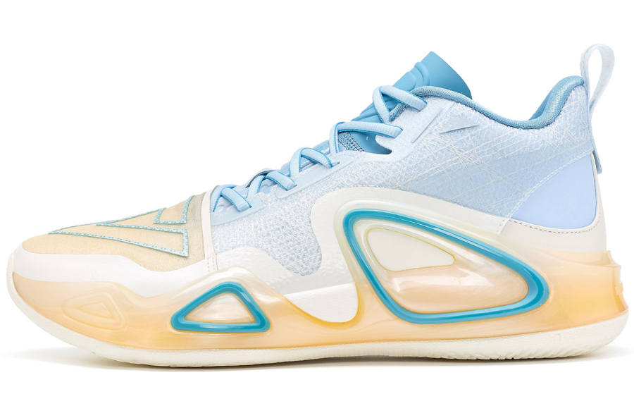 PEAK Surfing The Big Triangle 2.0 Comfortable Mid top Performance Basketball Shoes Men's Blue Yellow Gradient