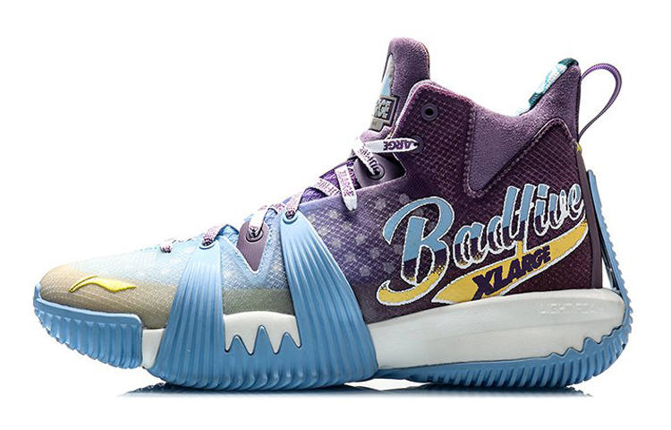 Li-Ning XLARGE x Li Ning Badfive 1 Mid top Basketball Shoes Men's Purple Blue White