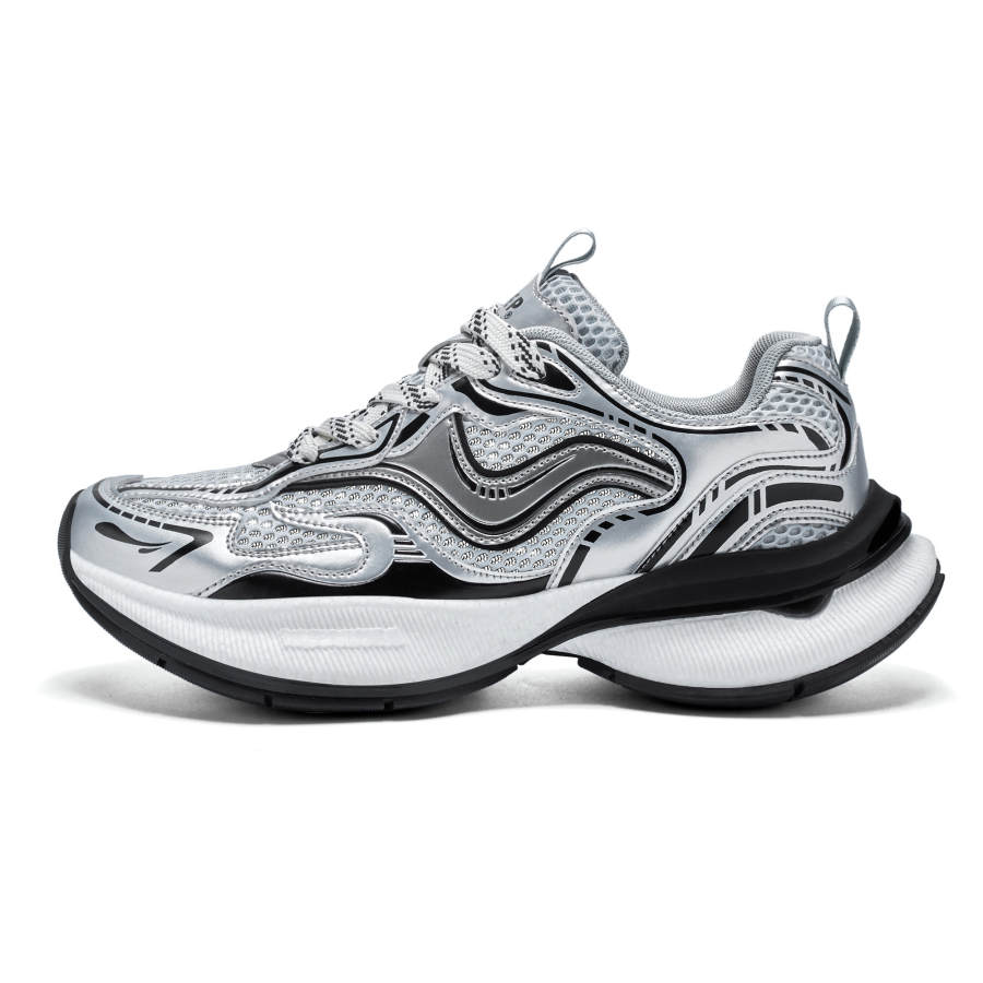 JEEP SPIRIT Slip Resistant And Breathable Height Increasing Low top Chunky Sneakers Men's Premium Silver