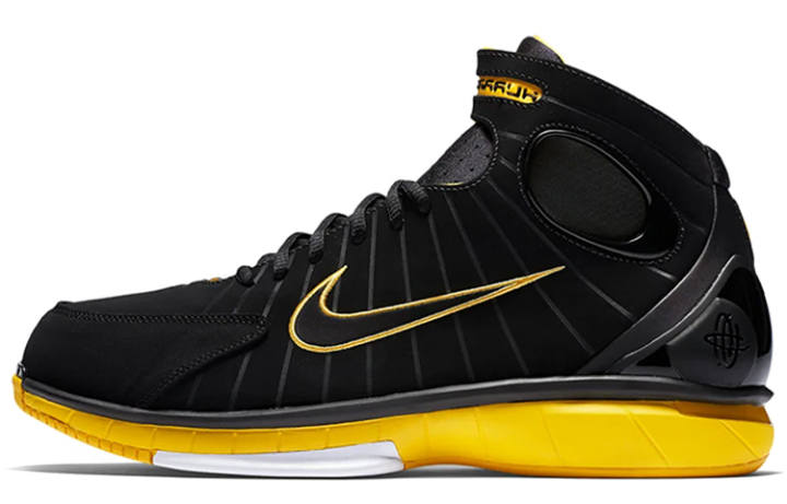 Nike Nike 2K4 Zoom Huarache Kobe Comfortable Slip Resistant Lightweight Mid top Basketball Shoes Men's Black Yellow