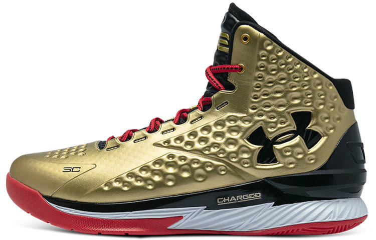 Under Armour Curry 1 Nation's Finest Curry 1 High top Vintage Basketball Shoes Men's Black Gold 2021 Retro