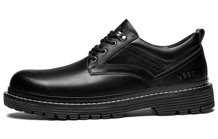 Jeep Casual Leather Shoes Men's Low Top Black