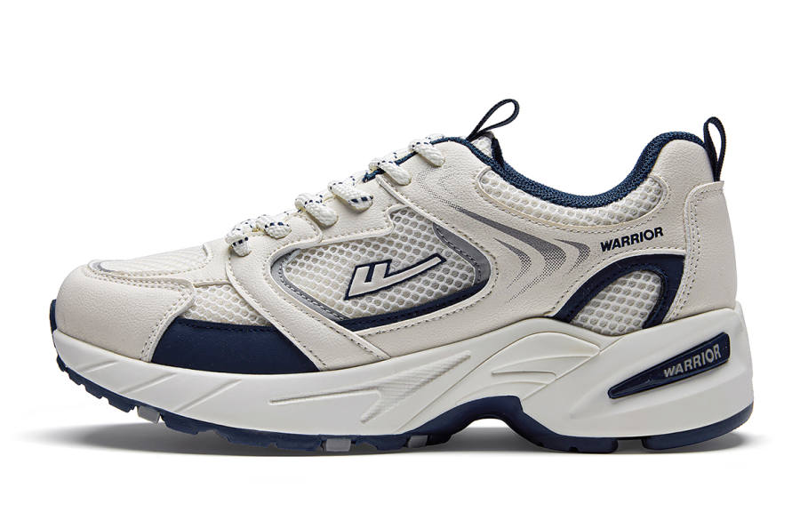 Warrior Abrasion Resistant Lightweight Height Increasing Low top Chunky Sneakers Women's Beige Dark Blue