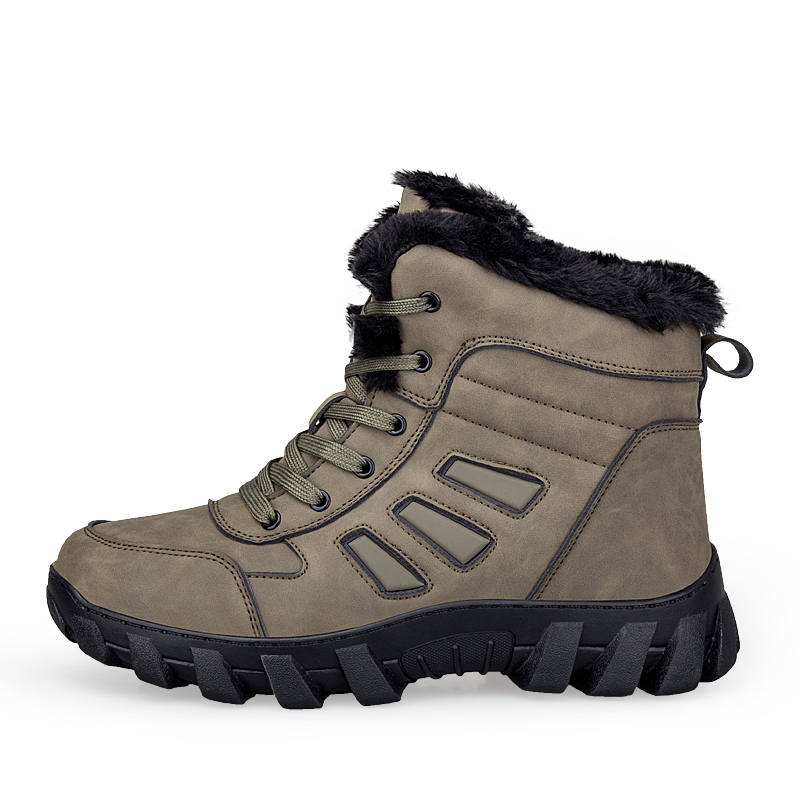 WALKSOUL Microfiber Leather Short Snow Boots Men's