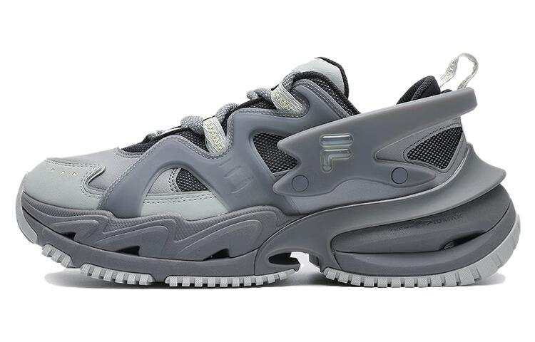 FILA FUSION ARMOUR Textile, Synthetic Leather, TPU Comfortable Low top Chunky Sneakers Men's Gray