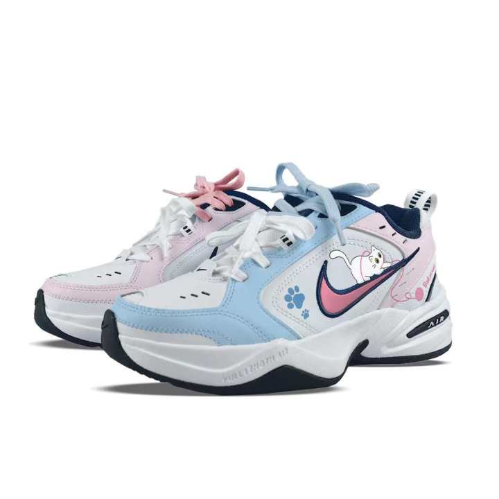 Nike Nike Air Monarch 4 Abrasion Resistant Breathable Low top Chunky Sneakers Unisex Blue Pink