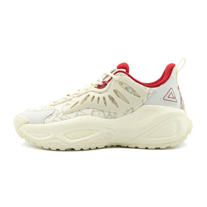 PEAK Abrasion Resistant Slip Resistant Lightweight Low top Chunky Sneakers Women's Ecru Rumba Red