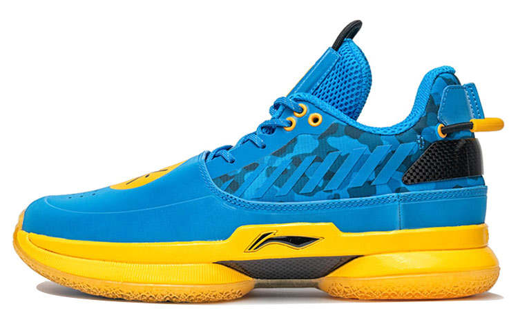 Li-Ning Li Ning WOW 7 Cushioning Slip Resistant Abrasion Resistant Low top Basketball Shoes Men's Blue Yellow