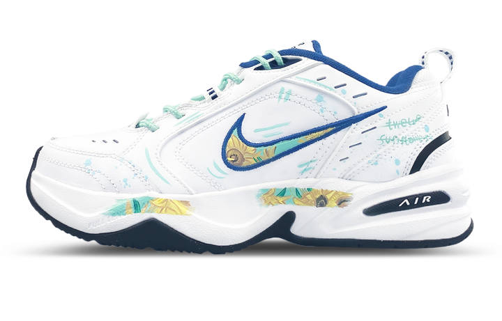 Nike Nike Air Monarch 4 Support Coverage Moisture Wicking Low top Chunky Sneakers Unisex White Green Blue