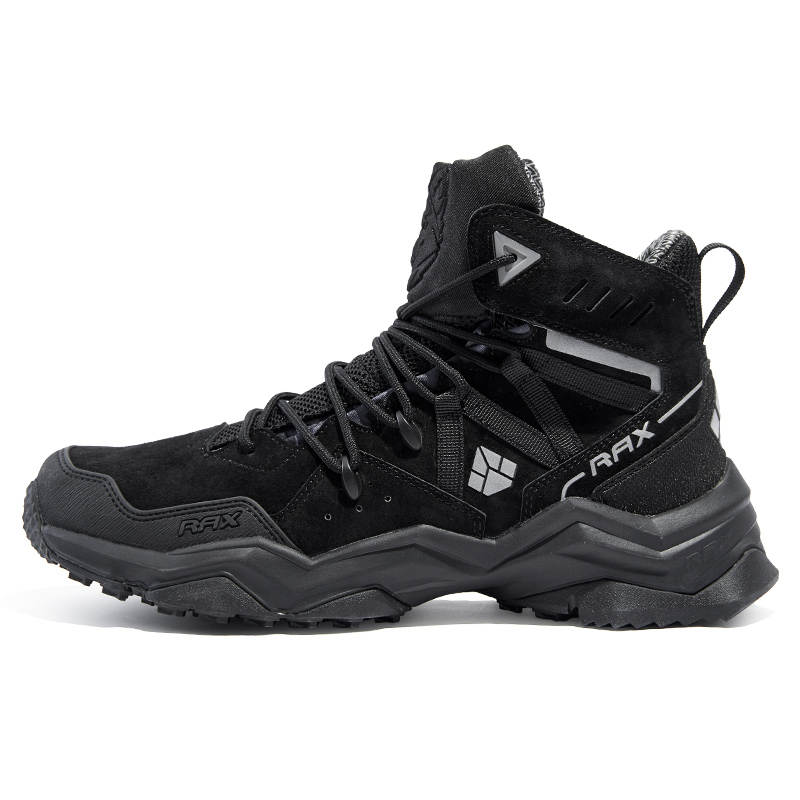 RAX Cushioning Slip Resistant Abrasion Resistant Waterproof High top Mountaineering Shoes Men's Black