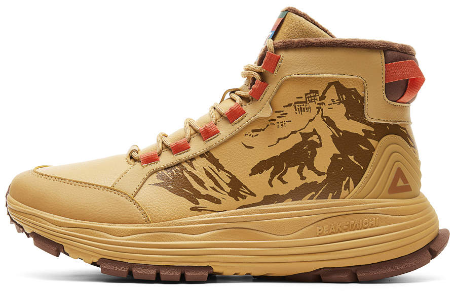 PEAK Taichi Outdoor Shoes, Qianfeng Linghu, Tibet Element, Fashion Comfortable Fleece Lined