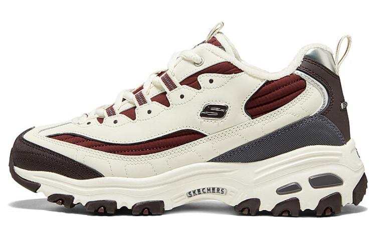 Skechers D'Lites Zip Along Shoes 'White Burgundy Grey' Women's