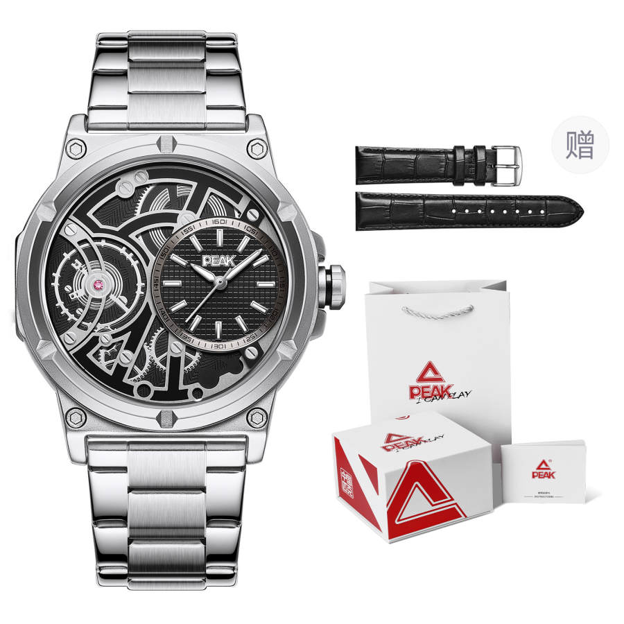 PEAK Resilient Collection Quartz Movement Stainless Steel Watchband Watch Men's Watches Black Dial