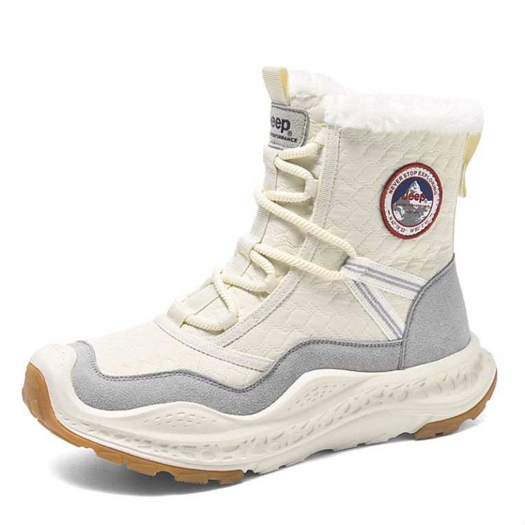Jeep Classic Trendy Minimalist Style Winter Fleece Lined Men's Shoes Short Snow Boots Men's Ecru