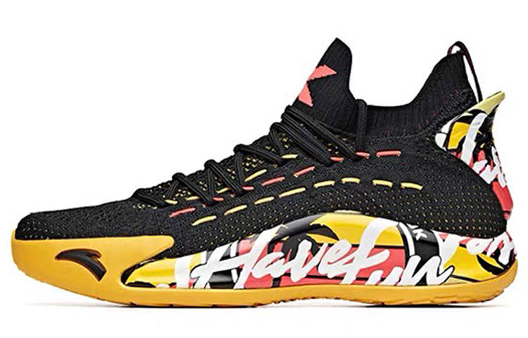 Anta KT5 KT Pu Cushioning Slip Resistant Abrasion Resistant Low top Performance Basketball Shoes Men's Black Yellow