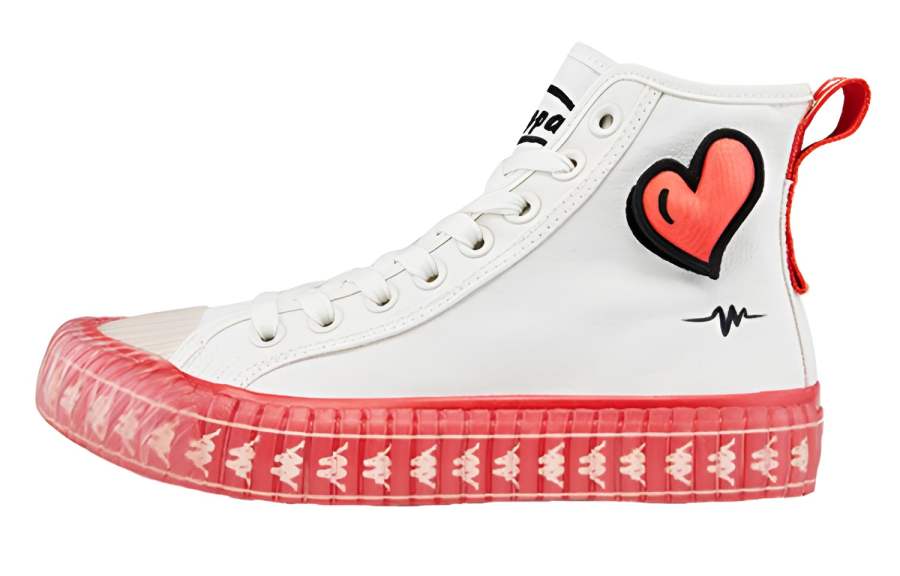Kappa Slip Resistant Height Increasing High top Canvas Shoes Unisex Heron Feather White