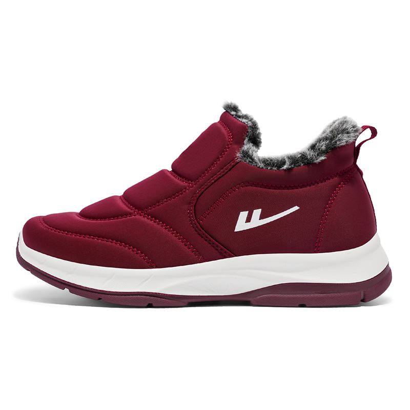 Warrior Classic And Versatile, Thickened And Fleece Lined, Thermal Comfortable, Low Top Snow Boots Unisex Burgundy