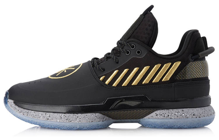 Li-Ning Li Ning WOW 7 Slip Resistant Abrasion Resistant Low top Basketball Shoes Men's Black Gold
