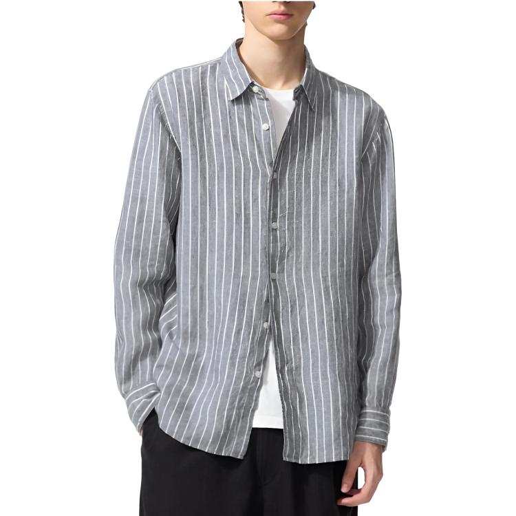 UNIQLO SS26 Shirts Men's Dark Gray Polo Collar Moderate Shirt
