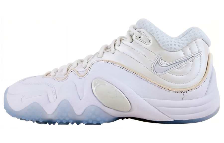 Nike Nike Zoom Uptempo V Premium Comfortable Cushioning Abrasion Resistant Mid top Basketball Shoes Men's White