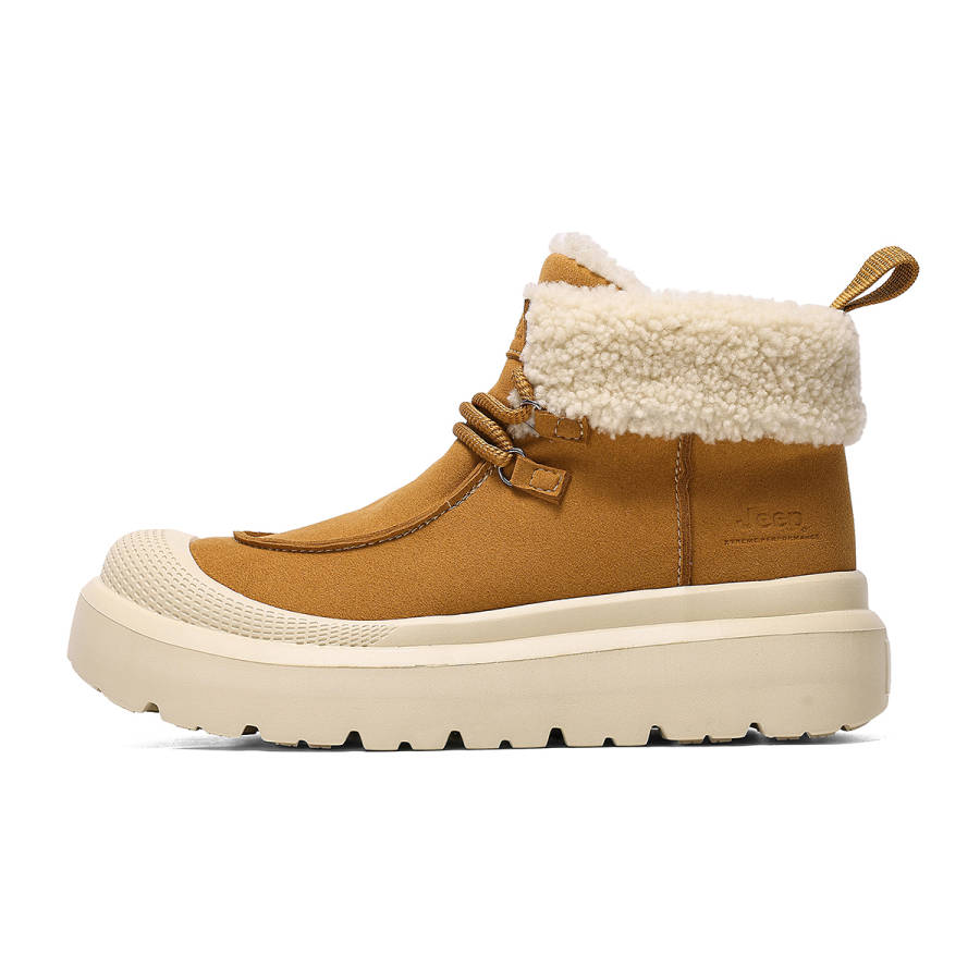 Jeep Jeep Microfiber Leather Abrasion Resistant Coverage Short Mid Calf Snow Boots Men's Sand Khaki