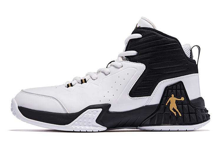 QIAODAN Grinding 1 Fleece Lined Comfortable Game Ready High top Basketball Shoes Men's Black White