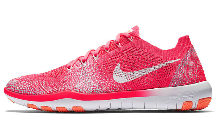 Nike Nike Free Focus Flyknit 2 Cushioning Slip Resistant Low top Training Shoes Women's White Pink Orange