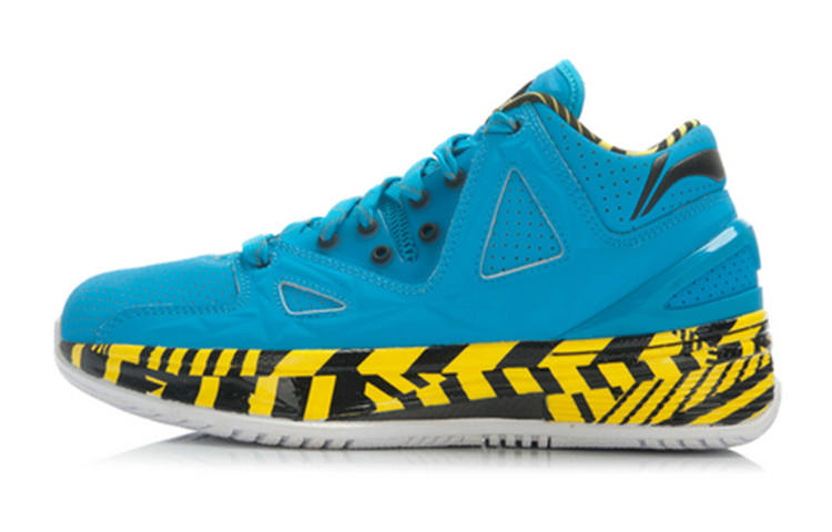 Li-Ning Li Ning WOW 2 Cushioning Breathable Abrasion Resistant Mid top Basketball Shoes Men's Black Yellow Blue