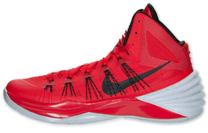 Nike Nike Hyperdunk 2013 Cushioning Slip Resistant Abrasion Resistant Coverage Mid top Basketball Shoes Men's Red Gray
