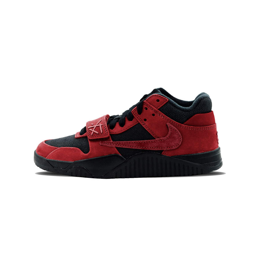 Jordan Travis Scott x Jordan Jumpman Jack Cushioning Slip Resistant Low top Basketball Shoes Unisex Dark Mocha Black Red