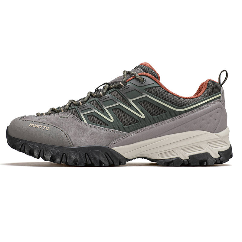 HUMTTO Cushioning Slip Resistant Lightweight Low top Mountaineering Shoes Men's Tea Gray Army Green