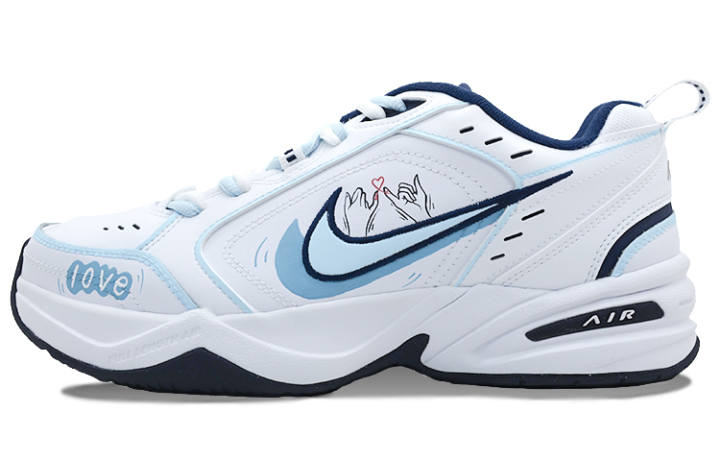 Nike Nike Air Monarch 4 Pu Abrasion Resistant Support Low top Chunky Sneakers Unisex Blue White