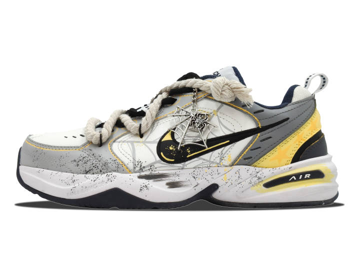 Nike Nike Air Monarch 4 Textile, Synthetic Leather Abrasion Resistant Low top Chunky Sneakers Unisex White Yellow