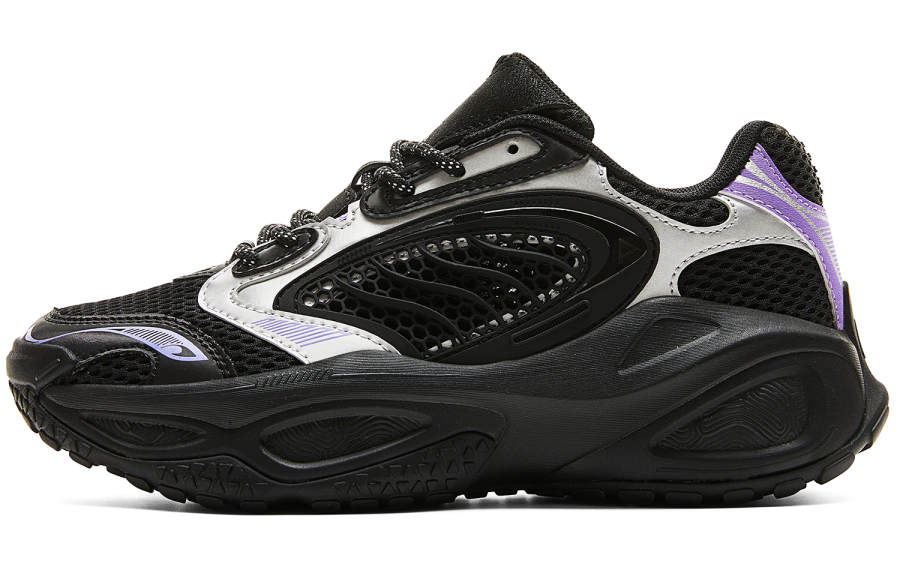 PEAK Slip Resistant Abrasion Resistant Low top Chunky Sneakers Unisex Black Purple