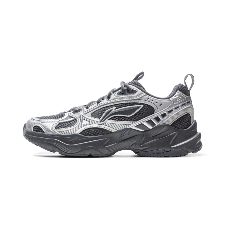 Li-Ning Li Ning Shooting Stars 2K Cushioning Slip Resistant Abrasion Resistant Low top Chunky Sneakers Men's Silver Black